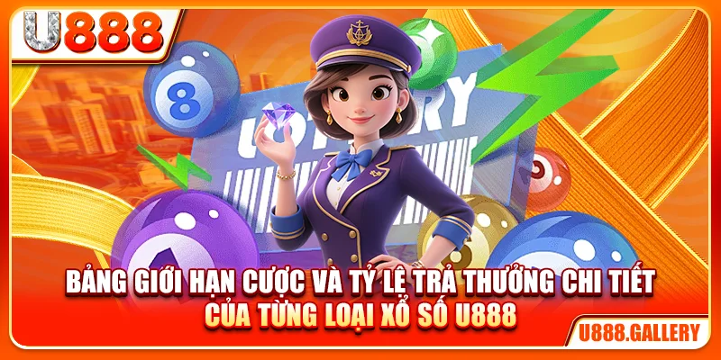 Bảng giới hạn cược và tỷ lệ trả thưởng chi tiết của từng loại xổ số U888