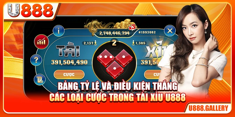 Bảng tỷ lệ và điều kiện thắng các loại cược trong tài xỉu U888